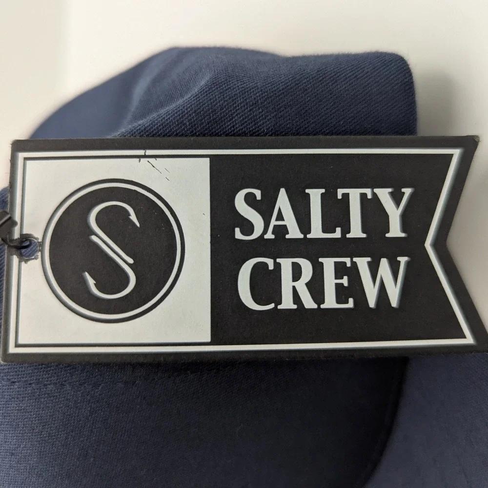 Salty Crew Landing Kids 6‎ Panel Navy Blue Snapback Hat Round Patch One Size NWT